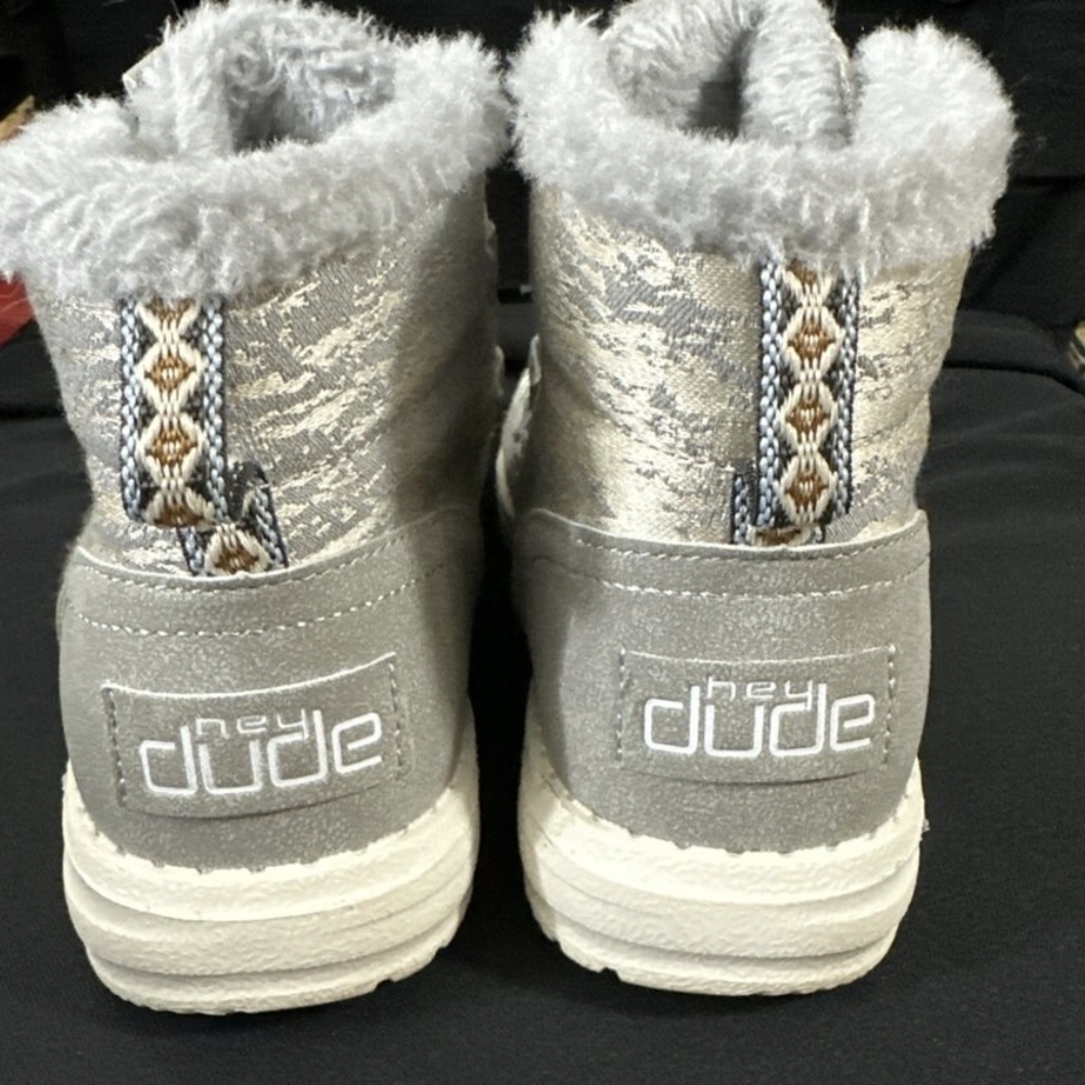 Hey Dude Gray Winter Boots with Faux Fur Trim